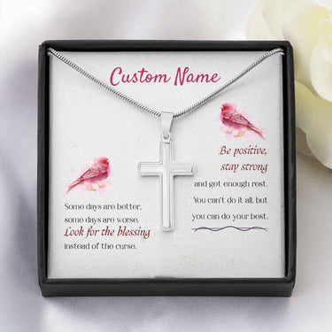 Personalized Be Positive Cross Necklace - Love You This Much